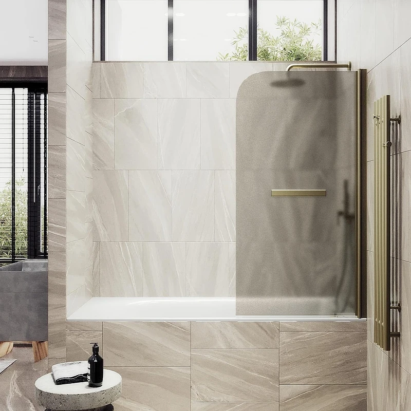 Шторка для ванны Maybah Glass MGV-784-2 700х1400 поворотная на монопетле с полотенцедержателем Бронза стекло бронзовое матовое