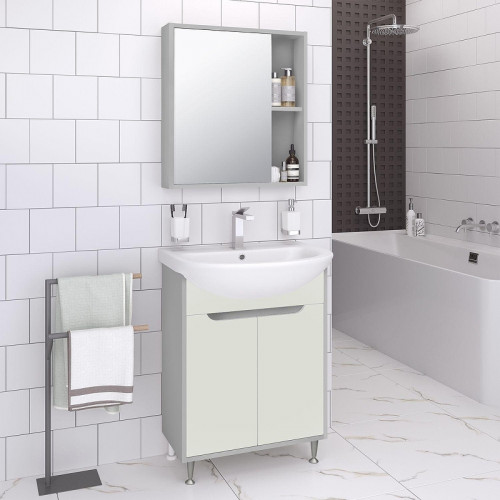 Зеркальный шкаф Runo Эко 52 00-00004675 цвет Серый