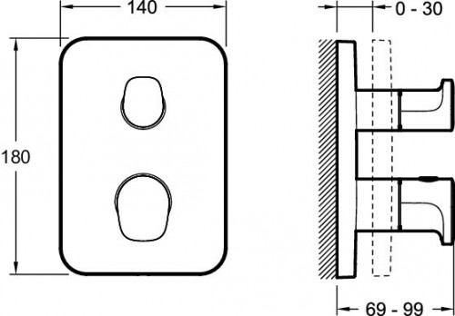 Смеситель для душа Jacob Delafon Modulo E75389-CP с термостатом