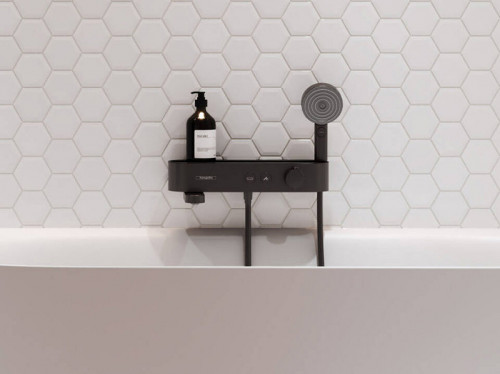 Смеситель для ванны Hansgrohe ShowerTabletSelect 400 24340670 с термостатом Черный матовый латунь на стену