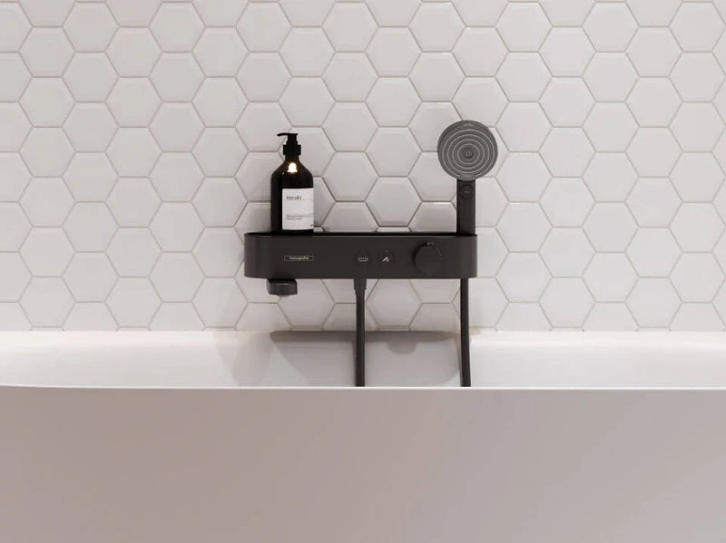 Смеситель для ванны Hansgrohe ShowerTabletSelect 400 24340670 с термостатом Черный матовый латунь на стену