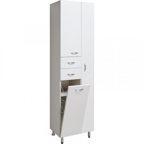 Шкаф пенал Runo Эконом 50 R 00000000136 с бельевой корзиной Белый МДФ / ЛДСП