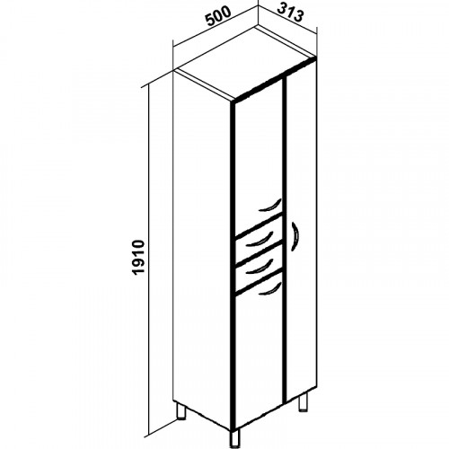 Шкаф пенал Runo Эконом 50 R 00000000136 с бельевой корзиной Белый МДФ / ЛДСП