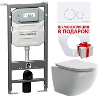 Комплект унитаза с инсталляцией Ceramicanova Forma CN3009_1001W_1000 с сиденьем Микролифт и Белой клавишей смыва фарфор подвесной