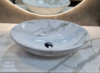 Раковина-чаша CeramaLux 50 D1147-505(340) Белый мрамор фаянс накладная