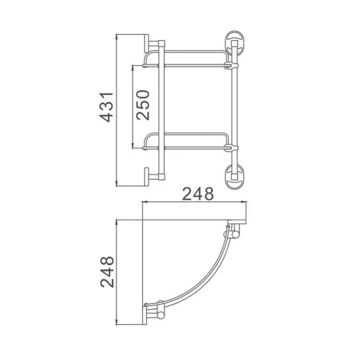 Стеклянная полка D-Lin D262100 угловая цвет Хром