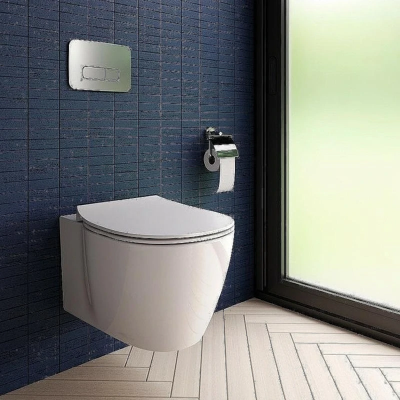 Унитаз с инсталляцией Ideal Standard Connect P211601 с сиденьем Микролифт и клавишей смыва Хром