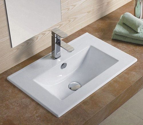 Раковина CeramaLux 91 YJ-803-90 Белая фаянс полувстраиваемая