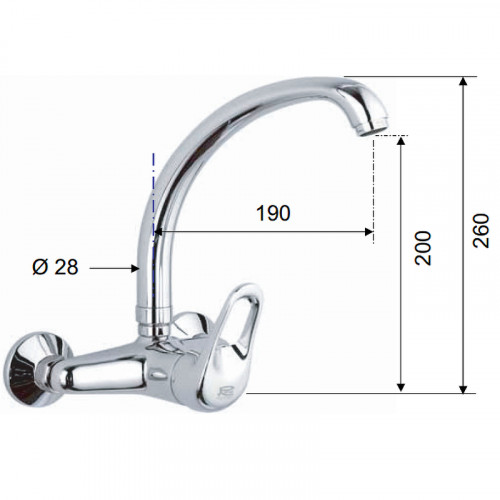 Смеситель для кухни Remer Remix R43 Хром латунь на стену