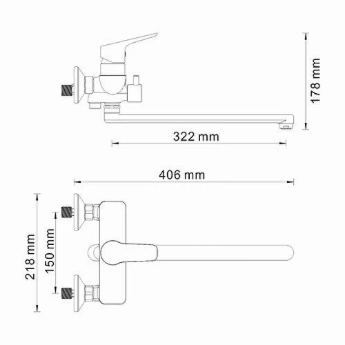 Смеситель для ванны WasserKRAFT Lippe 4502L универсальный Хром латунь на стену