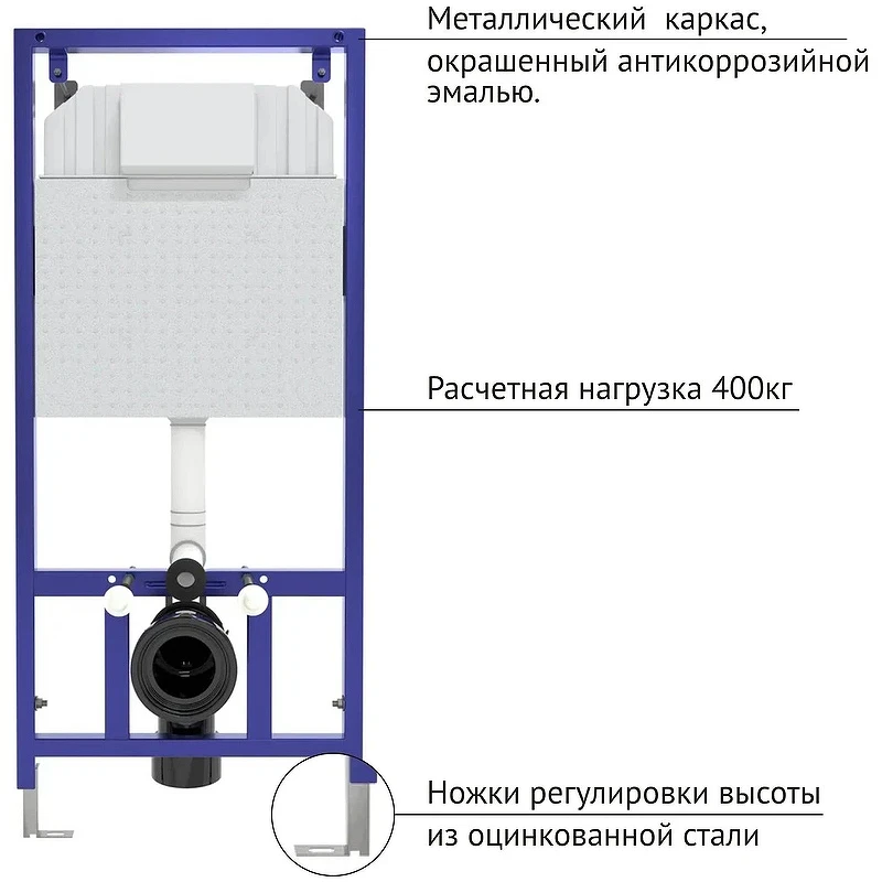 Инсталляция Berges Novum 525 040264 для унитаза с Белой Soft Touch клавишей смыва пластик