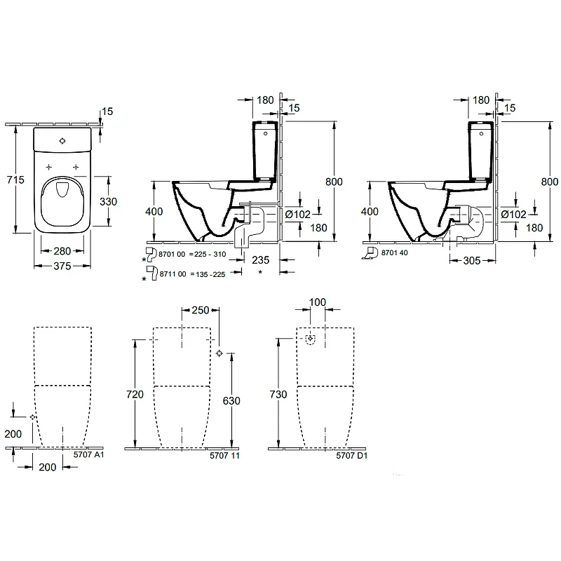 Унитаз компакт Villeroy&Boch Venticello 4612R001 без бачка и сиденья