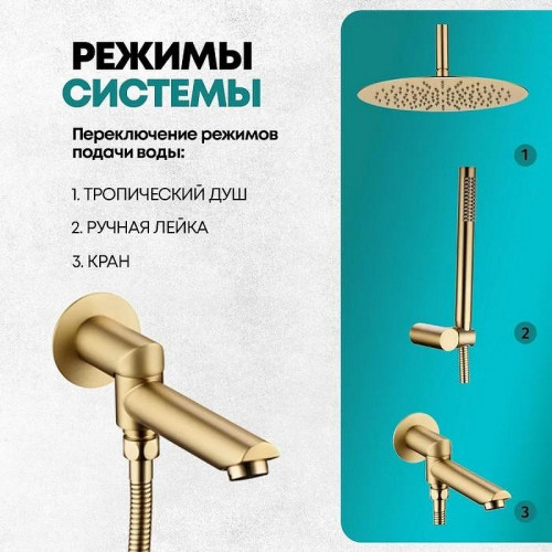 Душевая система Grocenberg GB5099MG-2 Золото матовое