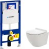 Комплект унитаза AQUAme AQM2002 с инсталляцией Geberit Duofix Sigma UP320 111.300.00.5 с сиденьем Микролифт фаянс подвесной