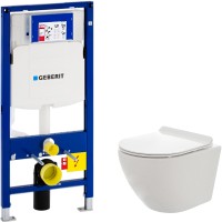 Комплект унитаза AQUAme AQM2002 с инсталляцией Geberit Duofix Sigma UP320 111.300.00.5 с сиденьем Микролифт фаянс подвесной
