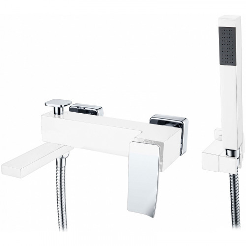 Смеситель для ванны Boheme Q 143-WCR.2 Белый Хром латунь на стену