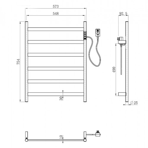 Электрический полотенцесушитель Wonzon & Woghand Essen 47,5х73,8 R WW-A405-BR цвет Брашированный никель