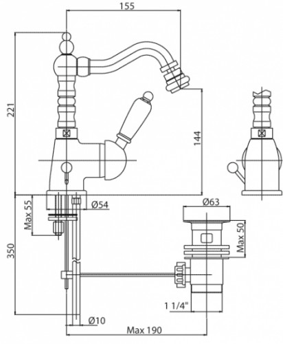 Смеситель для биде Cezares Elite ELITE-BSM2-02-Bi Бронза латунь