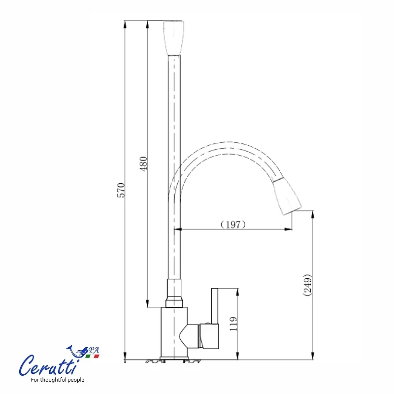 Cмеситель для кухни Ceruttispa Мия (Mia) BN CT12129 12129 цвет Никель матовый
