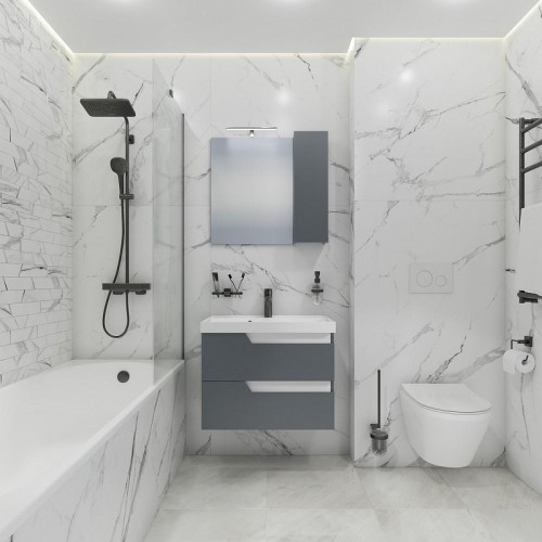 Зеркало со шкафом СанТа Антарес 70 700522 с подсветкой Графит матовый