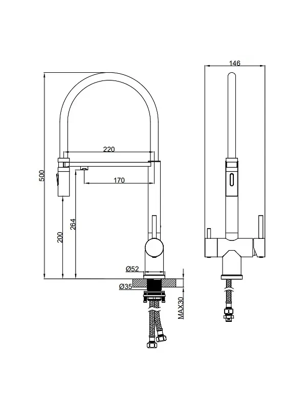 Смеситель для кухни AltroBagno Flusso 050204 MB цвет Черный матовый