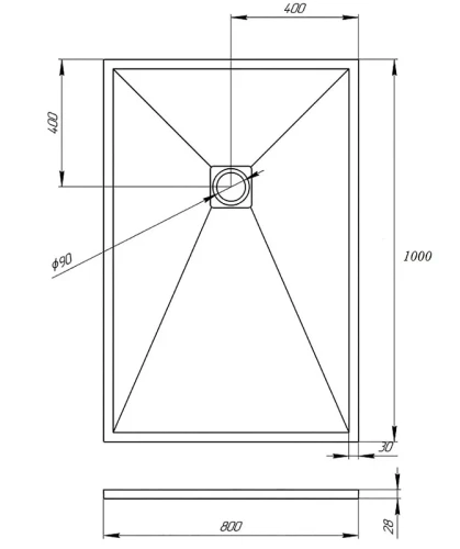 Душевой поддон из искусственного камня Veconi Tezeo 100x80 TZW21B-108-R1 Черный