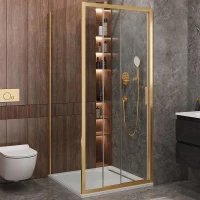 Душевой уголок Cezares Molveno 100x90 MOLVENO-AHF-31-100/90-C-BORO-IV профиль Брашированное золото стекло прозрачное