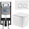 Комплект унитаза с инсталляцией WeltWasser AMBERG 497 + NESENBACH GL-WT + AMBERG RD-WT 10000008927 цвет Белый глянцевый с сиденьем Микролифт и клавишей смыва цвет Белый