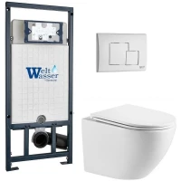 Комплект унитаза с инсталляцией WeltWasser MARBERG 507 + MERZBACH 043 MT-WT + MAR 507 SE GL-WT 10000011441 цвет Белый глянцевый с сиденьем Микролифт и клавишей смыва цвет Белый глянцевый