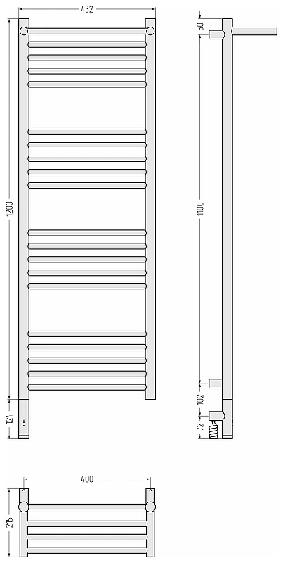 Электрический полотенцесушитель Сунержа Богема 3.1 с 1 полкой 120x40 00-6006-1240 Без покрытия