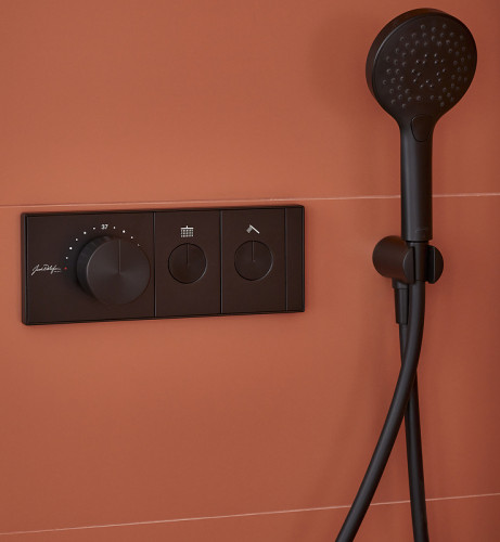 Смеситель для душа Jacob Delafon Grands Boulevards E26346-9-BL с термостатом Черный матовый латунь встраиваемый