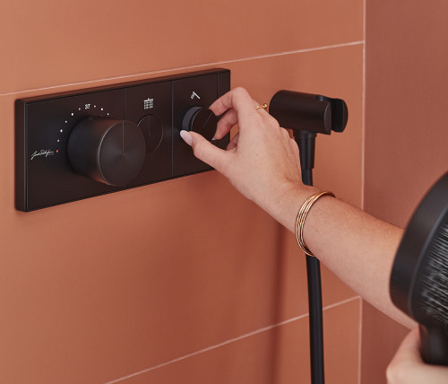 Смеситель для душа Jacob Delafon Grands Boulevards E26346-9-BL с термостатом Черный матовый латунь встраиваемый