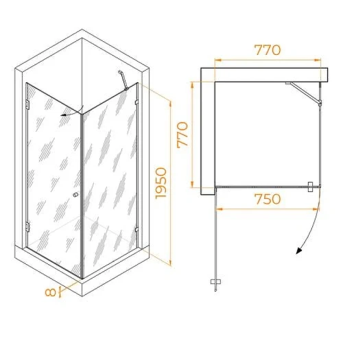 Душевой уголок RGW Hotel 80x80 35063488-11, 16180188-11 профиль цвет Хром стекло прозрачное