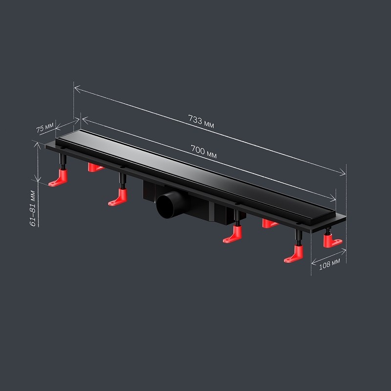 Душевой лоток AM.PM PrimeFlow 70 W02SC-U11-070-04BM с Черной матовой решеткой / под плитку Tile