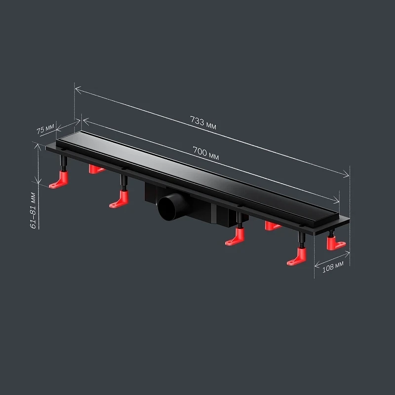 Душевой лоток AM.PM PrimeFlow 70 W02SC-U11-070-04BM с Черной матовой решеткой / под плитку Tile