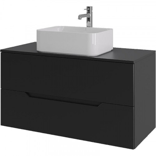 Тумба с раковиной Orange Line 100 Li-100TubMDF+B02-460W подвесная Черная матовая