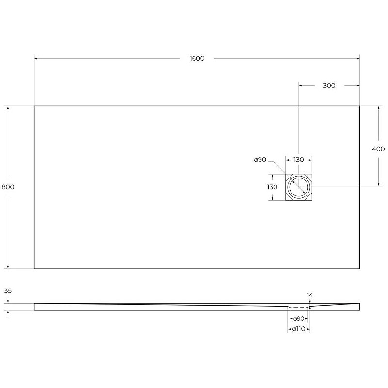Душевой поддон из искусственного камня BelBagno Uno 160x80 TRAY-MR-UNO-AH-160/80-35-W-NO Белый
