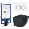 Комплект унитаза с инсталляцией WeltWasser BAMBERG 545 + MERZBACH 043 GL-BL + BAMBERG WT 10000012889 цвет Черный глянцевый с сиденьем Микролифт и клавишей смыва цвет Белый