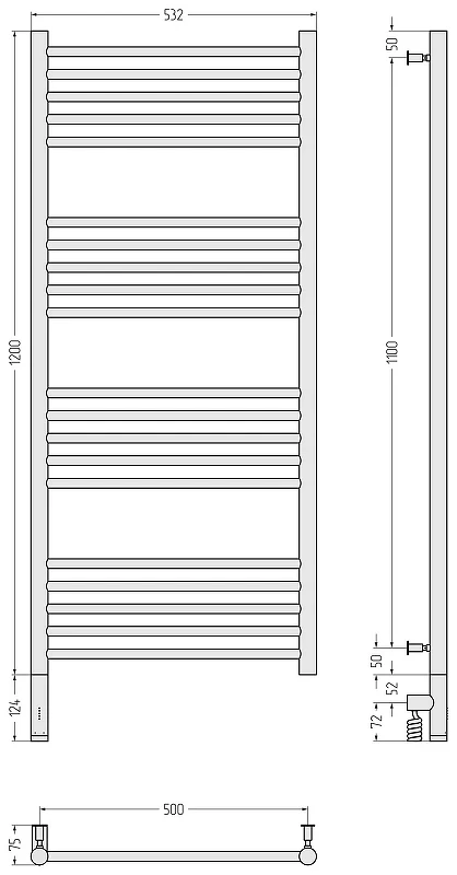 Электрический полотенцесушитель Сунержа Богема 3.0 прямая 120x50 31-5804-1250 цвет Матовый чёрный