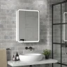 Зеркальный шкаф Reflection Circle 600х800 R RF2108SR с подсветкой Белый матовый МДФ / ЛДСП, стекло