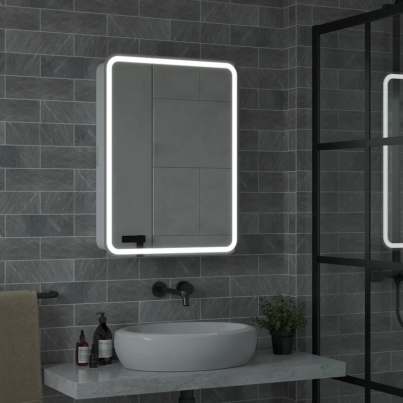 Зеркальный шкаф Reflection Circle 600х800 R RF2108SR с подсветкой Белый матовый МДФ / ЛДСП, стекло