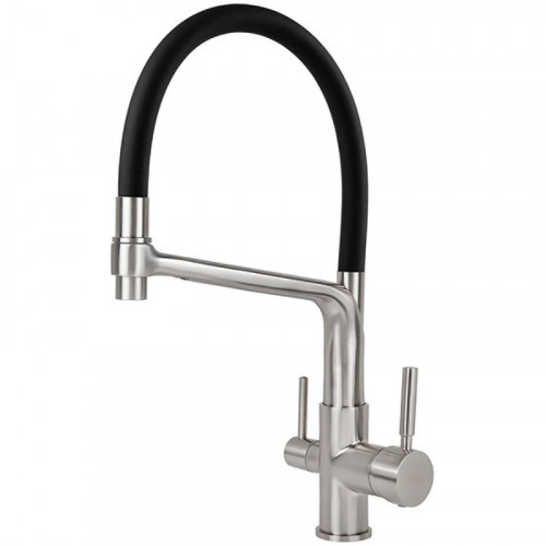 Смеситель для кухни Viko V-5605 Серебро Черный латунь