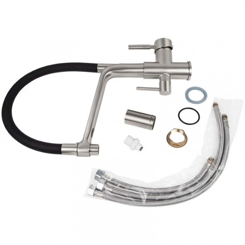 Смеситель для кухни Viko V-5605 Серебро Черный латунь