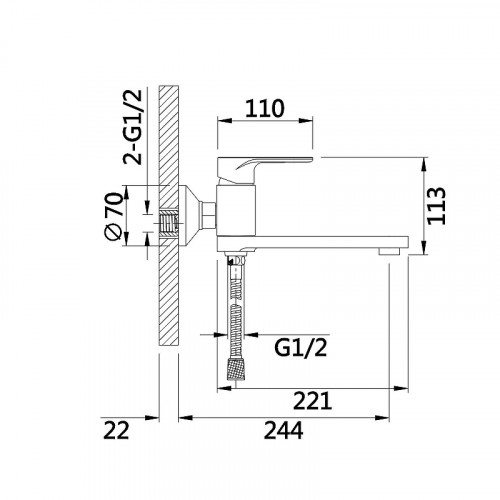 Смеситель для ванны D-Lin D181377-C цвет  Белый  Хром