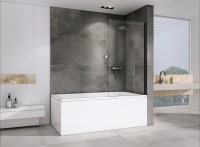 Шторка на ванну Abber Immer Offen 100x140 AG71100B профиль Черный стекло прозрачное