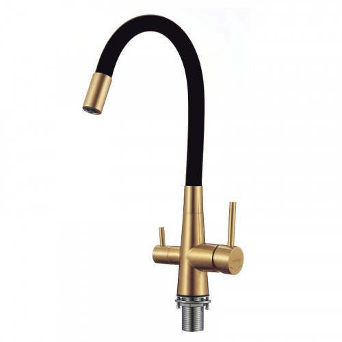 Смеситель для кухни Fmark FS1062-C01 цвет Золото матовое Черный