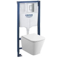 Комплект унитаза с инсталляцией Grohe Rapid SL 39184001 цвет Белый с сиденьем Микролифт и клавишей смыва цвет Хром