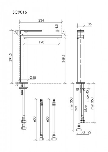 Смеситель для раковины Sancos Studio SC9016BN цвет Никель брашированный