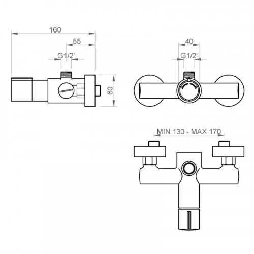 Смеситель для душа Nofer 07270M.B Хром латунь на стену