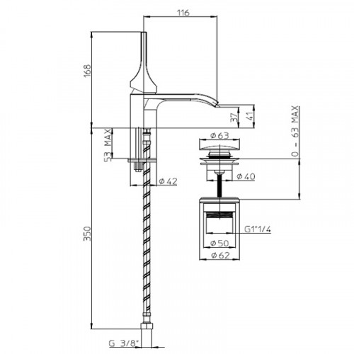 Смеситель для раковины Bossini Apice E89600.030 Хром латунь